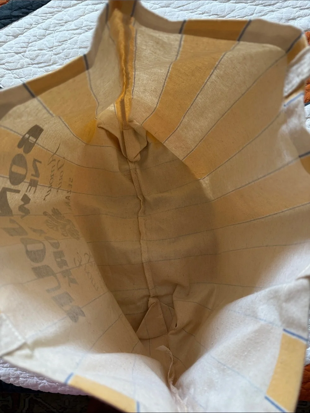 Sezane Yellow and Cream Striped Bonjour New York Canvas Tote